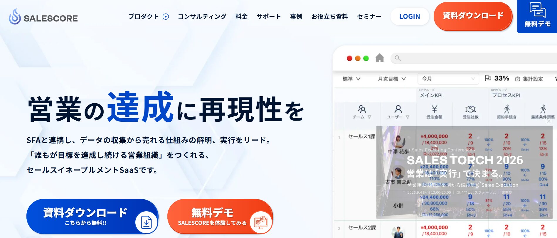 SALESCORE公式サイトの画面キャプチャ