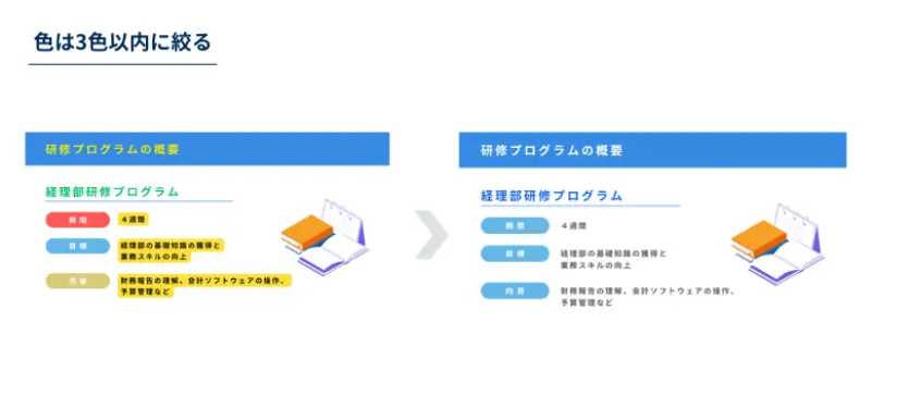色は3色以内に絞る